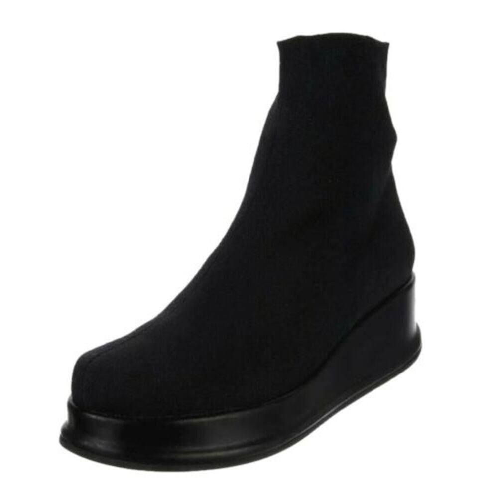 Robert Clergerie Quaras Stretch Knit Platform Leather Sock Boot Vintage